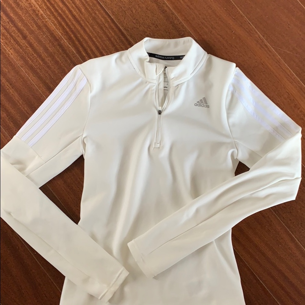 Cream Adidas Climalite Half Zip Shirt